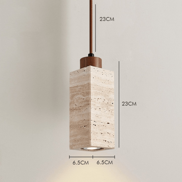 ETRA Lampe suspendue en pierre et noyer