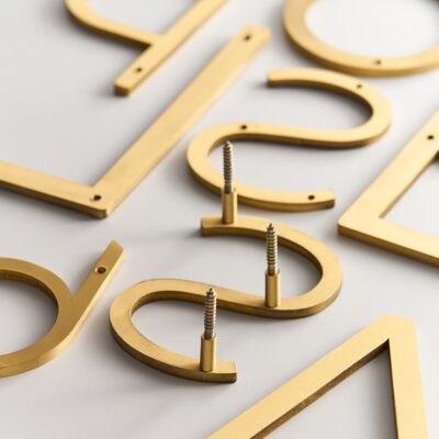 EZRA Numbers & Letters in Satin Brass - meraki.