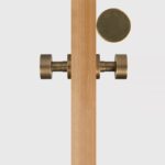 FERN Bouton de porte en laiton massif et cuir - Laiton antique