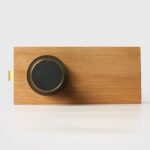 FERN Bouton de porte en laiton massif et cuir - Laiton antique