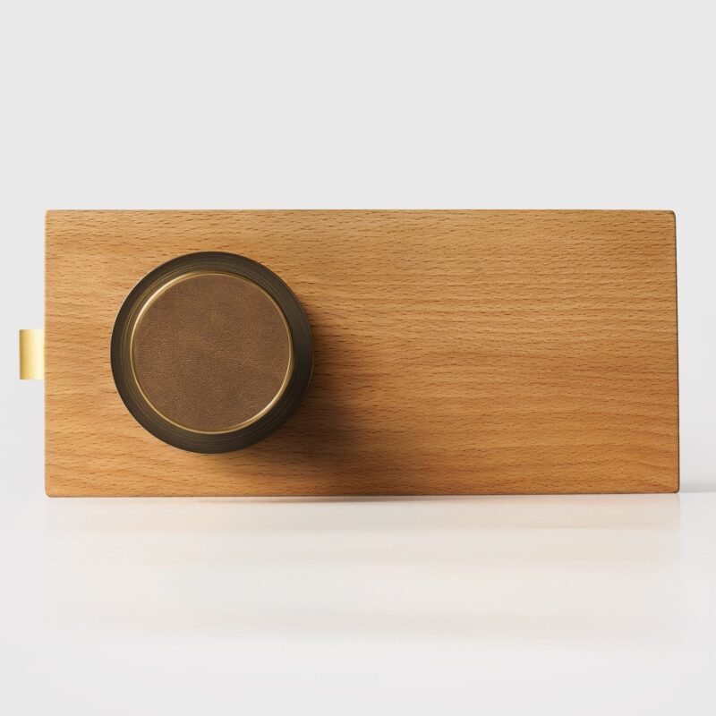 FERN Bouton de porte en laiton massif et cuir - Laiton antique