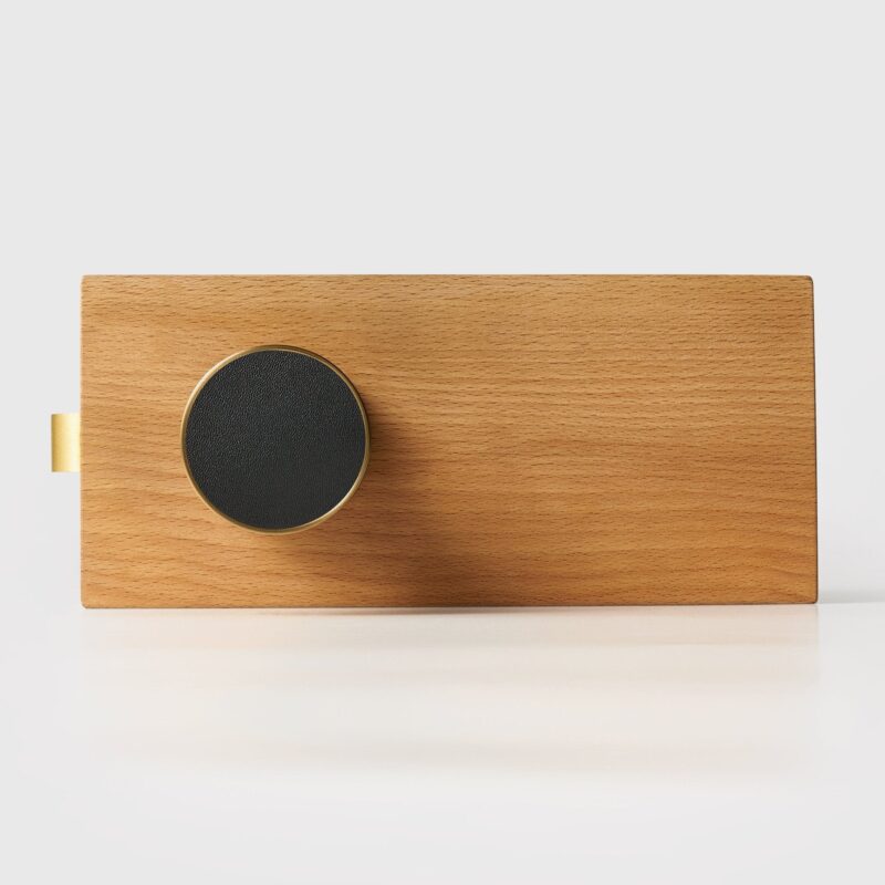 FERN Bouton de porte en laiton massif et cuir - Laiton antique