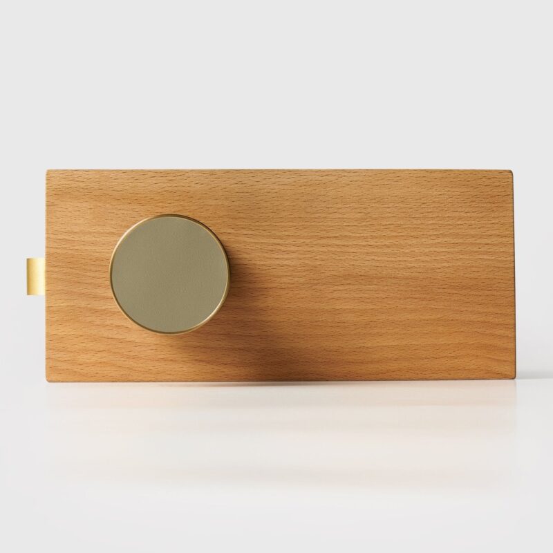 FERN Bouton de porte en laiton massif et cuir - Laiton antique