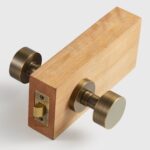 FERN Bouton de porte en laiton massif et cuir - Laiton antique