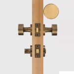 FERN Bouton de porte en laiton massif et cuir - Laiton antique