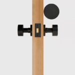 FERN Massief messing en lederen deurknop – Mat zwart