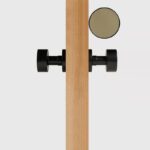 FERN Massief messing en lederen deurknop – Mat zwart