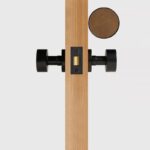 FERN Massief messing en lederen deurknop – Mat zwart