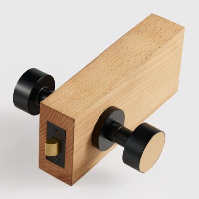 FERN Solid Brass & Leather Door Knob – Matte Black - meraki.