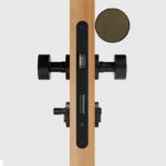 FERN Massief messing en lederen deurknop – Mat zwart