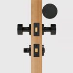 FERN Massief messing en lederen deurknop – Mat zwart