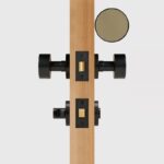 FERN Massief messing en lederen deurknop – Mat zwart