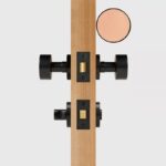 FERN Massief messing en lederen deurknop – Mat zwart