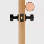 FERN Massief messing en lederen deurknop – Mat zwart