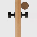 FERN Massief messing en lederen deurknop – Mat zwart