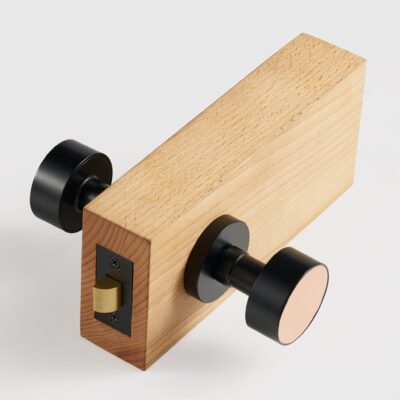 FERN Solid Brass & Leather Door Knob – Matte Black