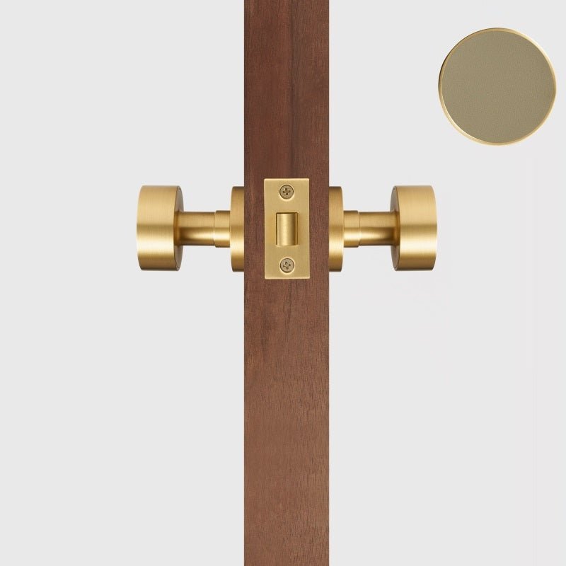 FERN Bouton de porte en laiton massif et cuir - Laiton satiné