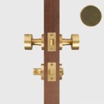 FERN Bouton de porte en laiton massif et cuir - Laiton satiné