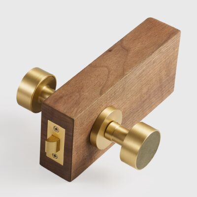 FERN Solid Brass & Leather Door Knob – Satin Brass - meraki.