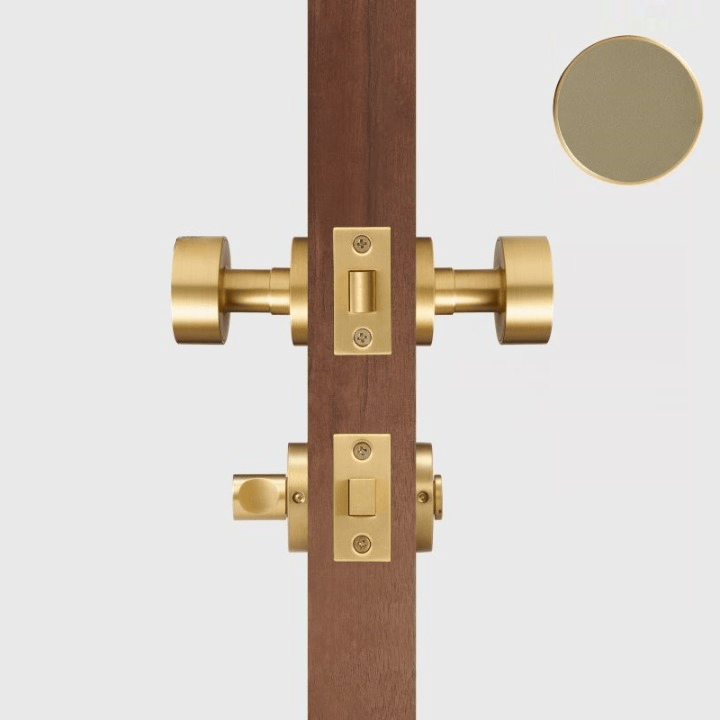 FERN Bouton de porte en laiton massif et cuir - Laiton satiné