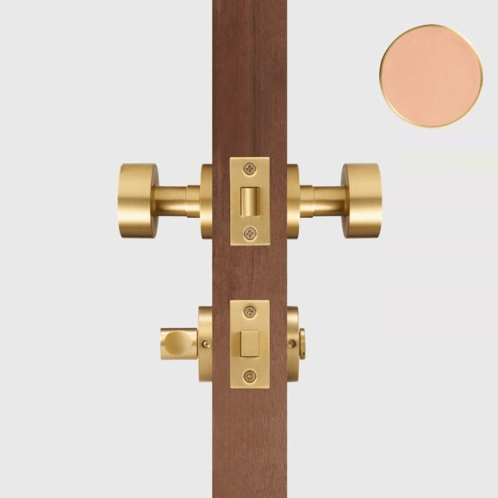 FERN Bouton de porte en laiton massif et cuir - Laiton satiné