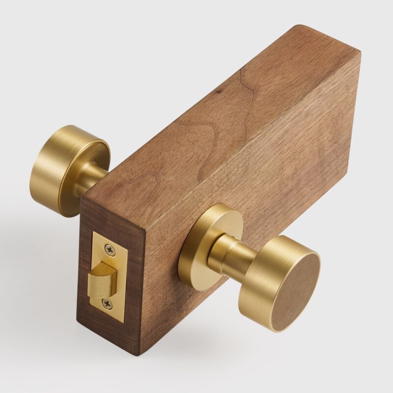 FERN Bouton de porte en laiton massif et cuir - Laiton satiné