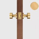 FERN Bouton de porte en laiton massif et cuir - Laiton satiné