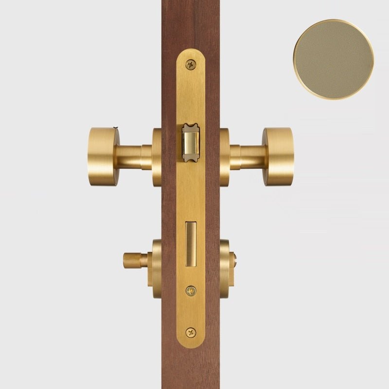 FERN Bouton de porte en laiton massif et cuir - Laiton satiné