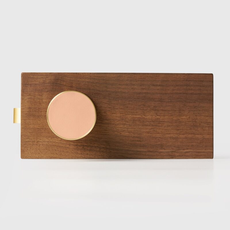 FERN Bouton de porte en laiton massif et cuir - Laiton satiné