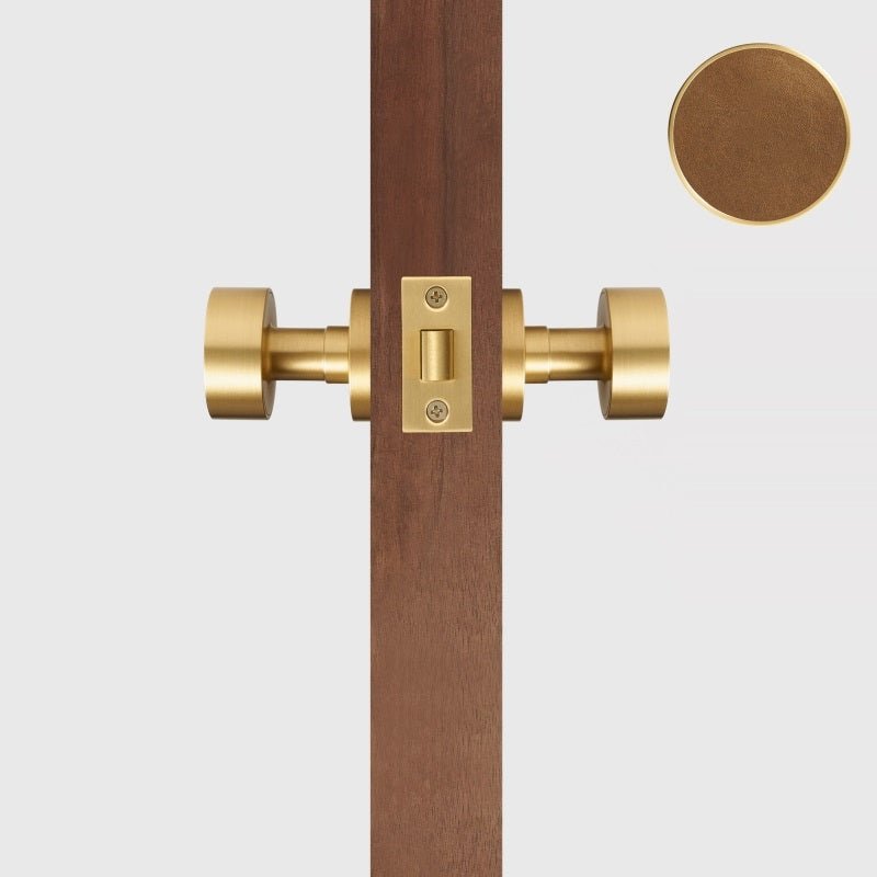 FERN Bouton de porte en laiton massif et cuir - Laiton satiné