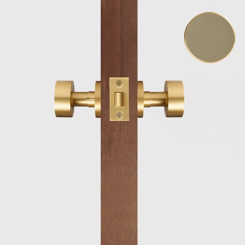 FERN Bouton de porte en laiton massif et cuir - Laiton satiné