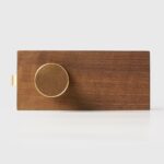 FERN Bouton de porte en laiton massif et cuir - Laiton satiné