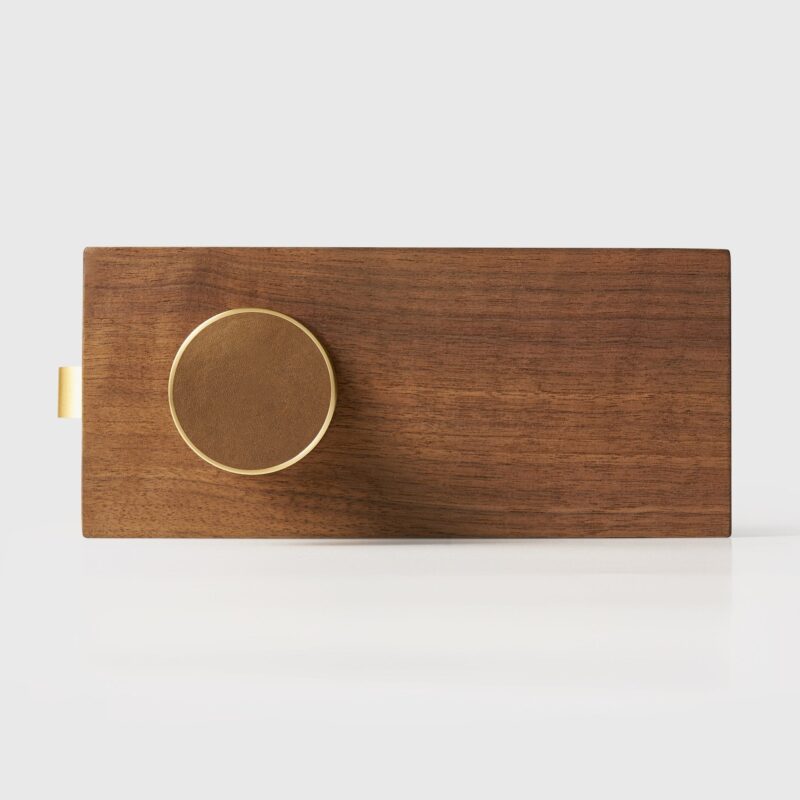 FERN Bouton de porte en laiton massif et cuir - Laiton satiné