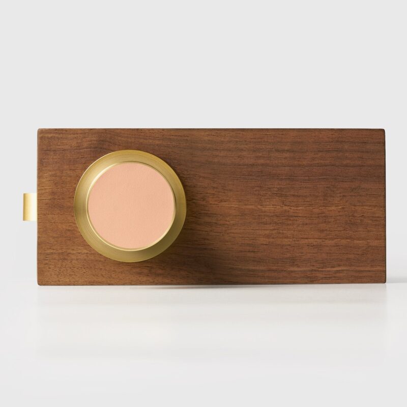 FERN Bouton de porte en laiton massif et cuir - Laiton satiné