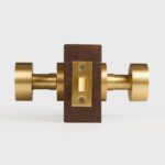 FERN Bouton de porte en laiton massif et cuir - Laiton satiné