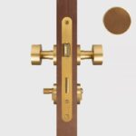 FERN Bouton de porte en laiton massif et cuir - Laiton satiné