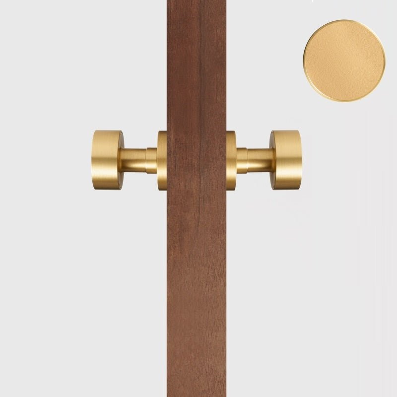 FERN Bouton de porte en laiton massif et cuir - Laiton satiné