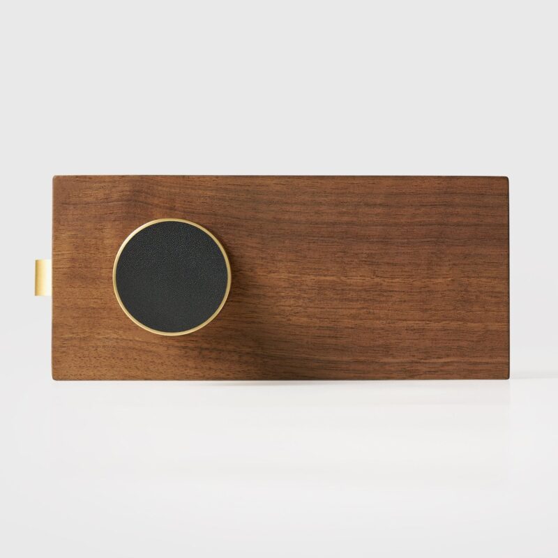 FERN Bouton de porte en laiton massif et cuir - Laiton satiné