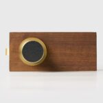 FERN Bouton de porte en laiton massif et cuir - Laiton satiné