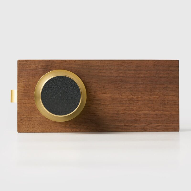 FERN Bouton de porte en laiton massif et cuir - Laiton satiné