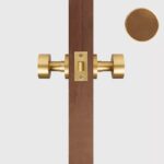 FERN Bouton de porte en laiton massif et cuir - Laiton satiné