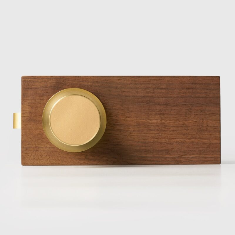 FERN Bouton de porte en laiton massif et cuir - Laiton satiné