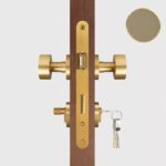 FERN Bouton de porte en laiton massif et cuir - Laiton satiné