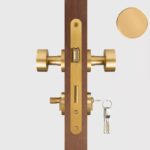 FERN Bouton de porte en laiton massif et cuir - Laiton satiné