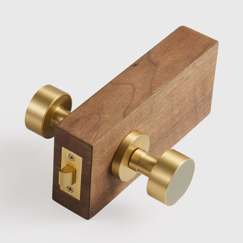 FERN Bouton de porte en laiton massif et cuir - Laiton satiné