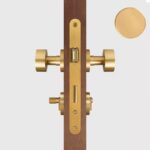 FERN Bouton de porte en laiton massif et cuir - Laiton satiné