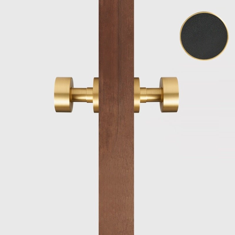 FERN Bouton de porte en laiton massif et cuir - Laiton satiné