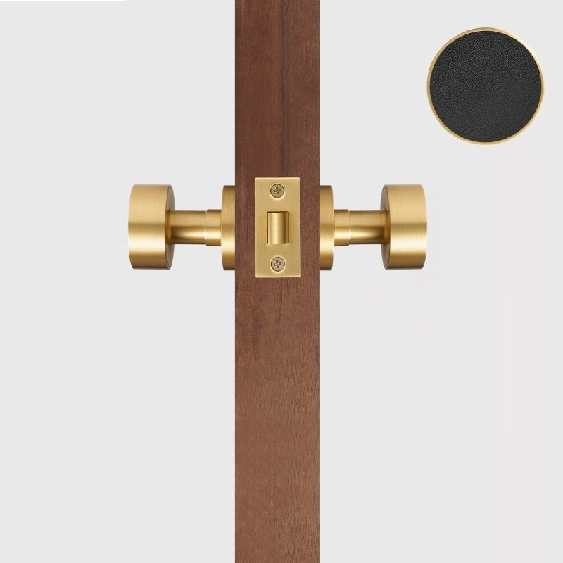 FERN Bouton de porte en laiton massif et cuir - Laiton satiné