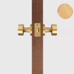 FERN Bouton de porte en laiton massif et cuir - Laiton satiné