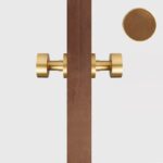 FERN Bouton de porte en laiton massif et cuir - Laiton satiné